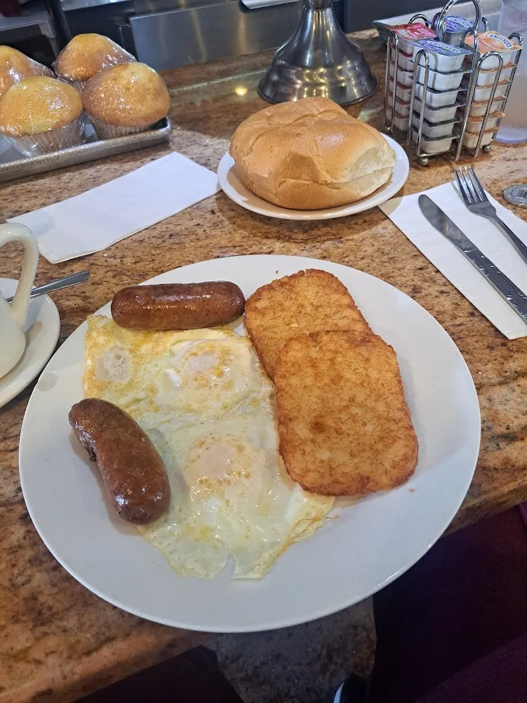 Egg over Medium with Sausage and Hash Browns